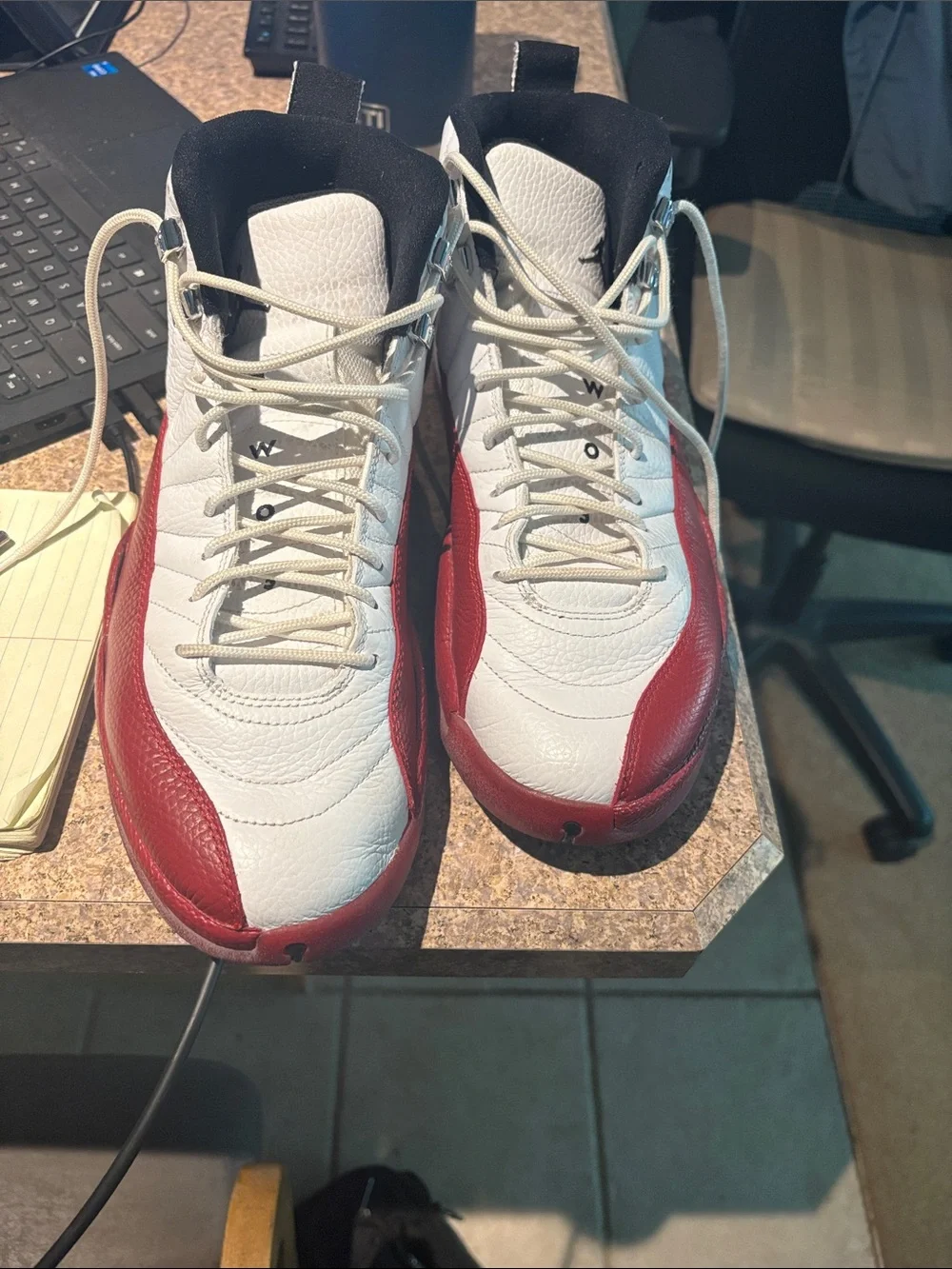 Air Jordan XII Retro White & Red Sneakers